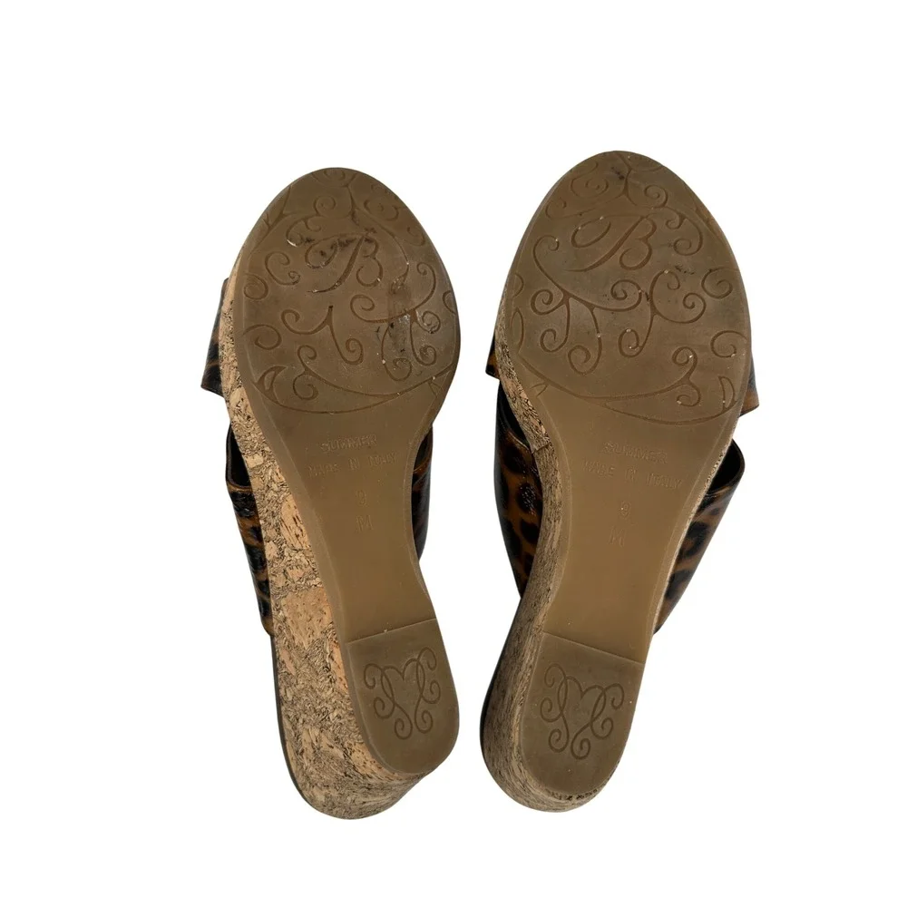 Brighton Summer Leopard Print Wedge Sandals Women's Size 9M Italy Silver - Picture 9 of 12